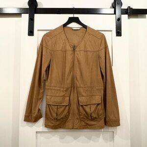 Women's Tan Faux Suede Cargo Jacket